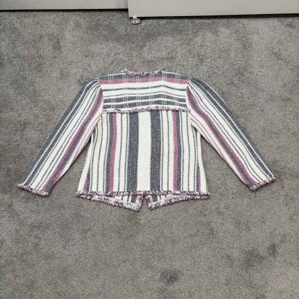Nic And Zoe Dashing Days Striped Fringe Jacket Size PP Petite (0P) - Picture 2 of 9
